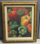 Oil Painting of Bell Peppers, signed Lola Roos