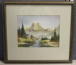 Oil Painting of Mountain Scene, signed O. Pfitzner