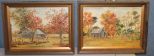 Pair of Oil Paintings Depicting Farm Houses