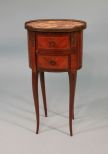 19th Century Two Drawer French Ormulu Stand with Inset Marble Top