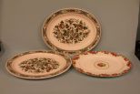 Three Hand-painted Oval Platters; Two Ridgway Ironstone and One Paragon China