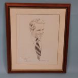 Pencil Sketch of Dave Treen, First Republican Governor of Louisiana Since Reconstruction, artist signed