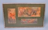 Group of Three Abstract Watercolors, all framed together