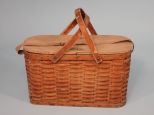 Vintage Picnic Basket With Tin Liner