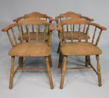 Set of Four Vintage Painted Green Captain's Chairs