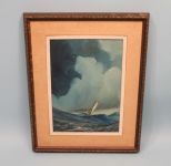 Oil On Board of Ship at Sea, signed Dunn