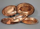 Group of Five Oval Shape Silverplate Trays