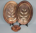 Two Oval Shaped Footed Serving Trays