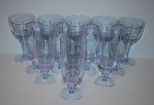 Set of Five Blue Depression Goblets and Set of Eight Blue Depression Glass Water Glasses