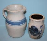 One Crock Pitcher and One Crock Vase