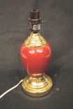 Contemporary Maroon Porcelain With Brass Base Lamp
