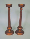 Pair of Tall Brass Hexagonal Candlesticks