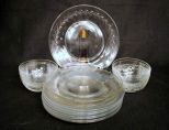 Set Of Cut Glass Plates and Bowls