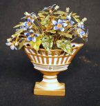 Small Gorham Porcelain Reticulated Basket with Enameled Flowers