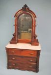 c1870 Renaissance Victorian Walnut Marble Top Dresser