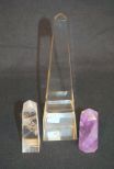 Three Obelisks: Cut Crystal, Purple Quartz, Clear Quartz