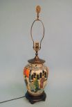 Chinese Polychrome Porcelain Urn, Now Electrified As Table Lamp