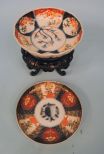 Japanese Polychrome Porcelain Plate and Imari Bowl