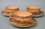 Four Saucers and Three Satsuma Porcelain Cups