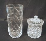 Cut Glass Vase & Crystal Biscuit Jar