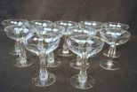 Set of Eleven Hollow Stem Clear Champagne Glasses