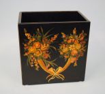 Black Lacquer Hand-Painted Planter