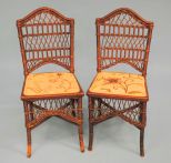 Pair Heywood Wakefield Wicker Side Chairs