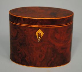 English Georgian Burled Oval Tea Caddy