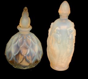 Two Sabino Art Glass Perfume Bottles: Dancing Nymphs & Petalia