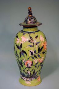 Large 19th Century Japanese Flow Blue Potpourri Urn with Unique Colors