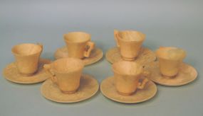 Set of Six Chinese Jade/Hardstone Cups & Saucers