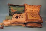 Collection of Seven Silk Throw Pillows