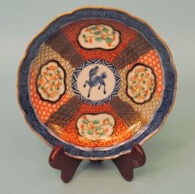 Japanese Brocaded Imari Plate with Prancing Horse