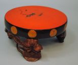 Meiji Japanese Carved Lacquer Vase Plateau/Stand
