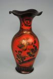 Fine Japanese Lacquer on Porcelain Baluster Vase c1900