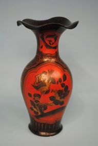 Fine Japanese Lacquer on Porcelain Baluster Vase c1900