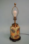 Chinese Polychrome Porcelain Ginger Jar Lamp, Converted/Drilled