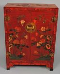 Pre-World War 2, Red Lacquer Chinoiserie Cabinet