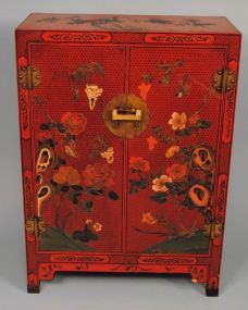 Pre-World War 2, Red Lacquer Chinoiserie Cabinet
