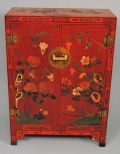 Pre-World War 2, Red Lacquer Chinoiserie Cabinet