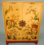 Mid 20th Century Chinoiserie Decorated Linen Press