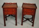 Pair of Chinese Chippendale Galleried End Tables