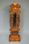 Chinese 19th Century Lacquer & Gold Leaf Carved Mirror on Stand Made for Child