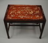 Japanese Mother-Of-Pearl Inlaid Teak Tray Table
