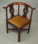 Georgian Walnut Chippendale Corner Chair