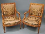 Pair of Louis XVI Style Giltwood Fauteuils