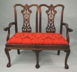 Chippendale Mahogany Twin Chair-Back Settee
