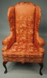 Queen Anne Wing Chair by Gillam with Silk Upholstery