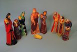 Karl & Mildred Wolfe Nine piece ceramic Nativity Set