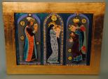 Mildred Wolfe ceramic triptych, Three Magi, Madonna & Child